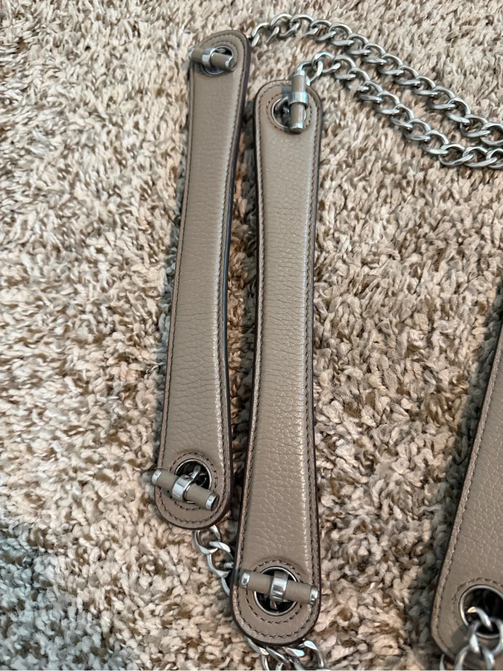 Tory Burch Pebbled Gray Leather Chain-Handle Shoulder Bag